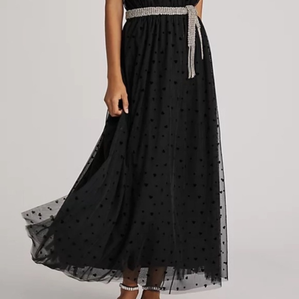 Anthropologie Tulle Heart Skirt Xs New Black